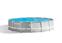 Kit Piscine hors sol tubulaire INTEX - Pris Frame - 457 x 107 cm - Ronde (Pompe, bâche, tapis de sol et échelle) - 26724NP(m-1)