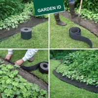 Bordure de jardin en caoutchouc recyclé - GARDEN ID Eco Border - 5 m H13 cm - Indestructible - Flexible, pose droite ou courbée.(m-4)