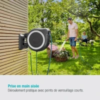 GARDENA Dévidoir automatique mural RollUp M/L liseret blanc – Longueur 25m – Ø13mm – Kit complet – Garantie 5 ans (18622-20)(m-5)