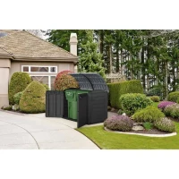 Coffre de rangement extérieur KETER en résine 2000 litres Noir et gris - Abri de stockage de jardin(m-4)