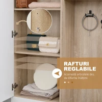 Homcom Organizator Intrare cu Oglindă, Montaj Fără Găuri și Sistem Anti-Înclinare, Design Robust, 145 x 29 x 184 cm(m-6)