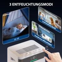 HOMCOM Osuszacz powietrza, zbiornik 4,5 litra, 24-godzinny timer, wyświetlacz LED, tworzywo sztuczne, biały(m-6)