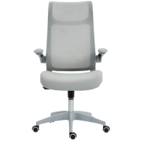 HOMCOM Ergonomischer drehbarer Mesh‑Bürostuhl mit Lendenstütze, klappbaren Armlehnen, Kopfstütze, Wippfunktion, grau