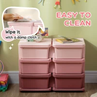 HOMCOM Kids Storage Unit, with Six Drawers - Pink(m-6)