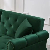 2-Seater Modern Sofa Bed with Velvet Upholstery and Adjustable Backrests, Daybed Perfect for Living Room, 177L x 74W x 71H cm, Green(m-12)