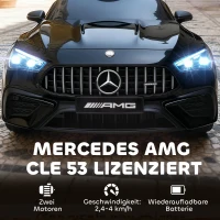 AIYAPLAY Elektrische kinderauto, Mercedes-Design, 12V-motoren, afstandsbediening, LED-lichten, muziek, voor kinderen van 3-6 jaar, zwart(m-4)