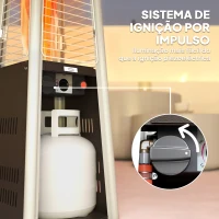 Outsunny Aquecedor a Gás Butano 3 KW Aquecedor de Exterior com Temperatura Ajustável Ignição por Pressão 23x23x89 cm Prata e Bronze(m-7)