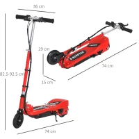 HOMCOM Folding Electric Kids Scooter Ride on Age 7-14, Red/Black(m-3)