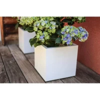 EDA Bac a fleurs carré GRAPHIT UP - 21 L - 29,5 x 29,5 x 29,5 cm - Blanc cérusié(m-5)