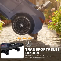 AIYAPLAY Elektrische kinderauto, Mercedes-design, 12V motoren, afstandsbediening, LED-lichten, muziek, voor 3-6 jaar, grijs(m-6)