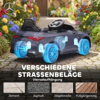 AIYAPLAY Elektrische kinderauto, Mercedes-design, 12V motoren, afstandsbediening, LED-lichten, muziek, voor 3-6 jaar, grijs(m-8)