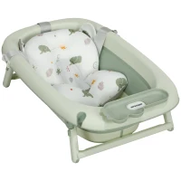 AIYAPLAY Banheira Dobrável Bebé com Almofada de Banho Suporte Orifício de Drenagem e de Chuveiro 86x53x25,5 cm Verde(m-7)