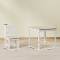 AIYAPLAY Set tavolo e 2 sedie in legno per bambini 56x52x48 cm, Legno naturale(m-3)