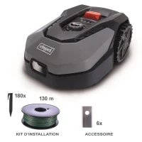 Robot tondeuse connecté 600m2 Scheppach RoboCut XL600 avec station de recharge | Jusqu'a 600 m² | Capteur de pluie | WiFi & BT(m-1)