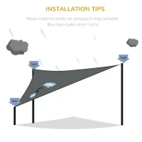Outsunny 5x5m Triangle Sun Shade Sail - Outdoor UV Protection HDPE Canopy with Steel Rings, Ropes, UV Block for Outdoor Patio Shelter, Grey(m-7)