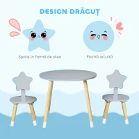 Homcom Set Masa si Scaun Copii – Lemn pentru Activitati & Teme(m-6)