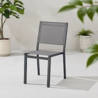 Ensemble table de jardin 6 personnes : Table + 6 chaises - Structure en aluminium - L180 x P 90 x H 72 cm - Gris anthracite(m-6)