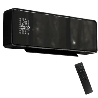 HOMCOM Calefactor mural cerámico 1000/2000W, radiador eléctrico, ventilador, termostato, temporizador, 54x18,7x12,3cm, negro(m-1)