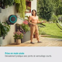 Dévidoir automatique mural RollUp M 20 m - GARDENA - Liseret bleu - Enroulement automatique du tuyau(m-5)