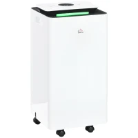HOMCOM Deshumidificador Eléctrico 10L/día Depósito de Agua 2,5L con 5 Modos 2 Velocidades Temporizador 25x25x50,5cm Blanco(m-1)