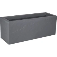 EDA Jardiniere VOLCANIA UP - 57 L - 79,5 x 29,5 x 29,5 cm - Gris galet - Décor Imitation Pierre(m-2)