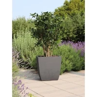EDA Bac a fleurs Carré DIVA BASALT -  42 L - 43,5 x 43,5 x H.44,2 cm - Bac intérieur amovible - Gris anthracite(m-3)