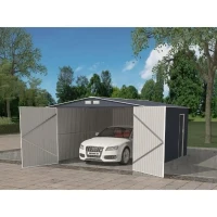 Abri de jardin / Garage en métal 18,2 m² - 380 x 480 x 232 - ORION Kit d'ancrage,  2 portes coulissantes frontale, 1 porte latérale(m-3)