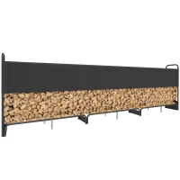 Outsunny Leñero exterior, cobertor impermeable 600D Oxford carga 300 kg 389 x 38 x 118 cm negro(m-6)