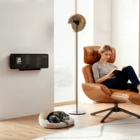 HOMCOM Keramik-Wandheizung 1000/2000W, Elektroheizer, Ventilator, Thermostat, Timer, 54x18,7x12,3cm, schwarz(m-2)