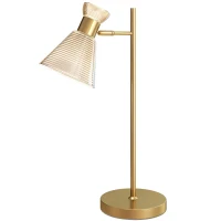 HOMCOM Lampă de Masă Modernă cu Abajur Reglabil din Sticlă Ambrată și Satinată, Suport E27, Aur(m-1)