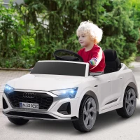 AIYAPLAY Elektrisch Kinder-Auto 12V Audi Q8, 3-5 km/u, Afstandsbediening, Koplampen, Muziek, Wit(m-2)