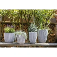 CAPI EUROPE Pot de fleurs GROOVE NL - 43x41 cm - Ivoire - Résistant aux intempéries(m-2)