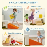 AIYAPLAY Set 8 Constructions molles pour enfants 0-3 ans pour intérieur, en velours et mousse PU Orange(m-4)
