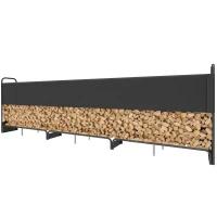 Outsunny Leñero exterior, cobertor impermeable 600D Oxford carga 300 kg 389 x 38 x 118 cm negro(m-7)