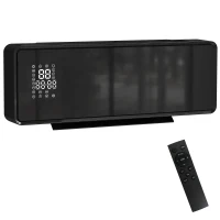 HOMCOM Calefactor mural cerámico 1000/2000W, radiador eléctrico, ventilador, termostato, temporizador, 54x18,7x12,3cm, negro(m-7)