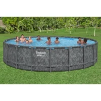 Kit Piscine hors sol tubulaire BESTWAY - APX 365™ - 610 x 132 cm - Ronde (Filtre a sable, 500g polysphere, échelle, bâche)(m-2)