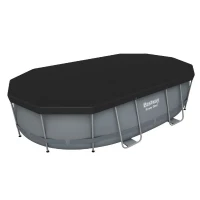Kit Piscine hors sol tubulaire BESTWAY - Power Steel™- 488 x 305 x 107 cm - Ovale (Livrée avec une échelle, une bâche, un(m-4)