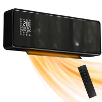 HOMCOM Calefactor mural cerámico 1000/2000W, radiador eléctrico, ventilador, termostato, temporizador, 54x18,7x12,3cm, negro(m-6)