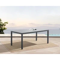 Ensemble repas de jardin : Table 160 cm + 6 chaises - Structure en aluminium - Gris anthracite(m-3)