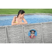 Kit Piscine hors sol tubulaire BESTWAY - Steel Pro MAX™- 427 x 250 x 100 cm - Ovale (Filtre a cartouche, échelle, bâche, 1 cartouche(m-4)
