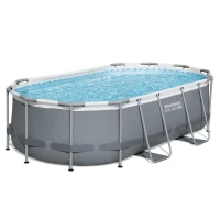 Kit Piscine hors sol tubulaire BESTWAY - Steel Pro MAX™ - 427 x 250 x 100 cm - Ovale (Avec filtre a cartouche, 1 cartouche et échell(m-3)