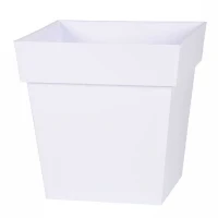 EDA Pot de fleur carré TOSCANE - 22 L - 32 x 32 x H 32 cm - Blanc(m-1)