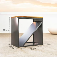 Outsunny Portalegna 2-in-1 da interno rialzato con divisore metallo, 58 x 36 x 60 cm Nero(m-3)