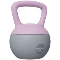 SPORTNOW 10KG Soft Kettlebell, Kettlebell with Non-Slip Handle for Home Gym, Weight Lifting, Strength Training, Purple/Grey(m-1)