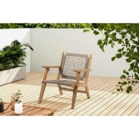 Fauteuil de jardin bas en bois d'Acacia FSC et en résine tressée - BORA - l60xP76xH73 cm(m-2)