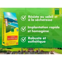 Gazon - BHS - Gazon Rustique Sud - 10kg - Résistant aux conditions seches grâce a la fétuque élevée. Rapide et homogene.(m-2)