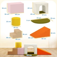 AIYAPLAY Set 8 Constructions molles pour enfants 0-3 ans pour intérieur, en velours et mousse PU Orange(m-3)