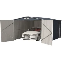Abri de jardin / Garage en métal 18,2 m² - 380 x 480 x 232 - ORION Kit d'ancrage,  2 portes coulissantes frontale, 1 porte latérale(m-2)