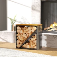 Outsunny Portalegna 2-in-1 da interno rialzato con divisore metallo, 58 x 36 x 60 cm Nero(m-5)