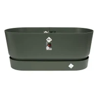 ELHO Jardiniere avec roues Greenville Terrasse 80 - L 35 x W 78 x H 33.5 cm- Leaf green(m-1)